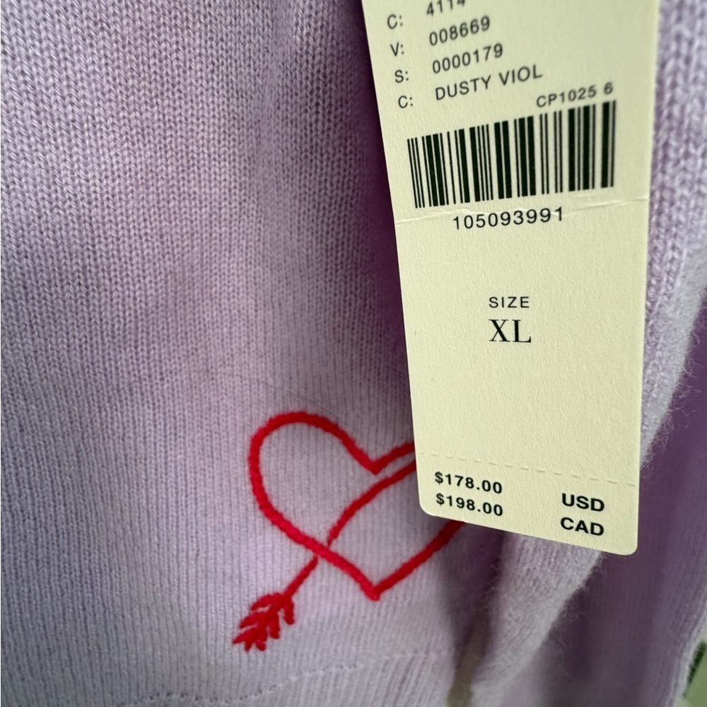 NWT XL fits large Anthropologie Juliet cashmere cardigan sweater je taime heart - Picture 5 of 16